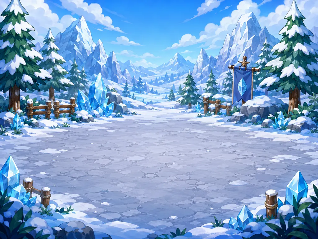 Enchanting winter landscape with crystals at the Moon Shrine