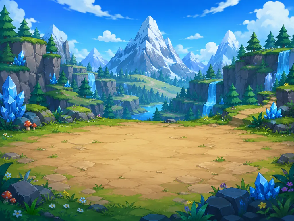 Magical landscape with crystals and waterfalls near Crystal Cave