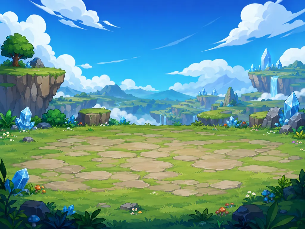 Magical sky landscape with crystal peaks around Bald Moon Tower