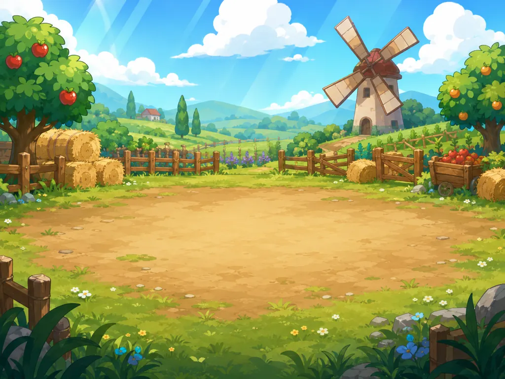 Sunny farmland with a wooden fence — the Sunrise Homestead